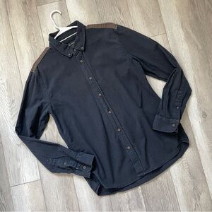 Zanerobe Button Up embroidered shirt mens Navy Blue (large) office preppy date